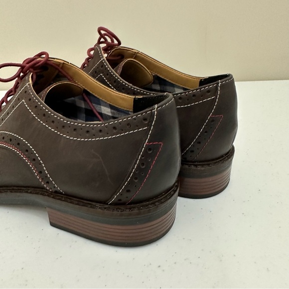 SALE! Men’s Bostonian Lace Up Brown Oxford Dress Shoes Size 9.5 w Maroon Laces - Picture 7 of 16